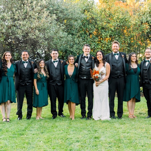 Lulus emerald green midi wrap dress - Picture 4 of 4